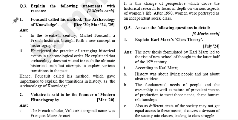 Std. 10 History board questions with solutions on Foucault&rsquo;s Archaeology of Knowledge and Karl Marx&rsquo;s Class Theory