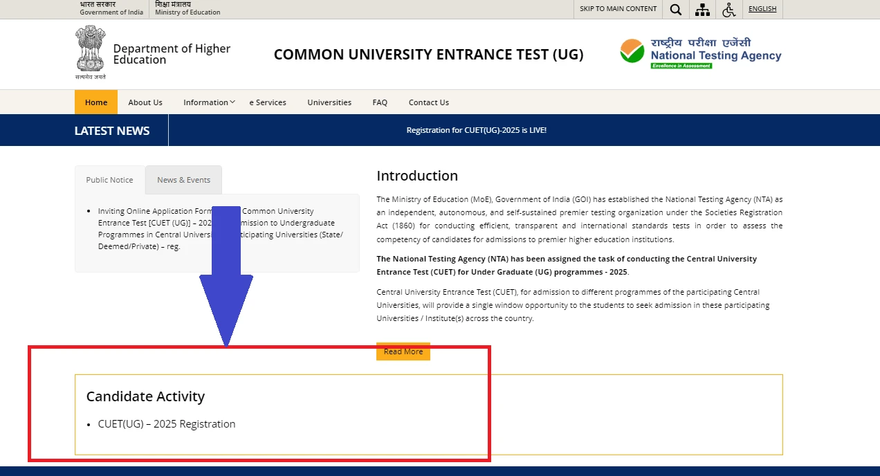 CUET-UG 2025 Registration - Step 2