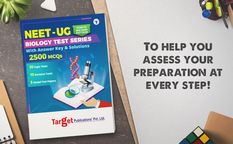 Target Publications Biology NEET test series book cover with 2500 MCQs
