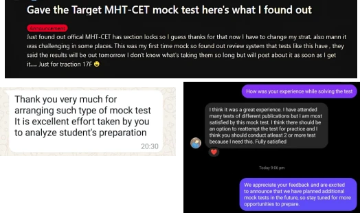 Students' feedback about Meri Tayari MHT-CET mock test 2025 by Target Publications