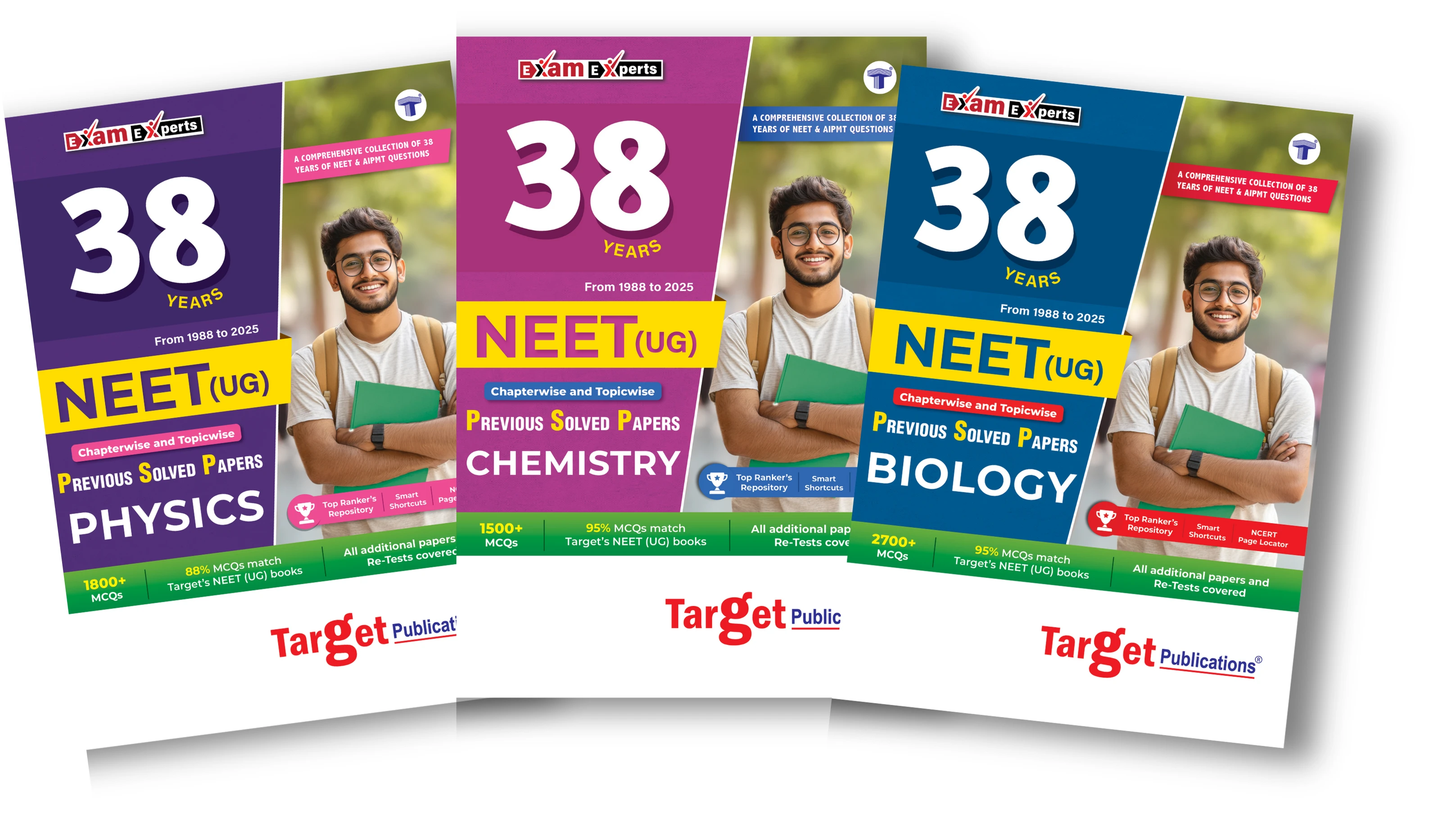 Target Publications NEET 38 Years PYQ Book set for Physics, Chemistry, and Biology (1988 to 2025)