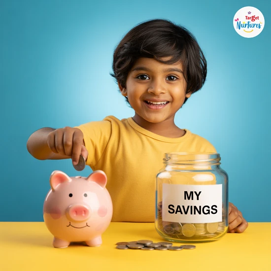 Indian children creating arts and crafts in colourful setting