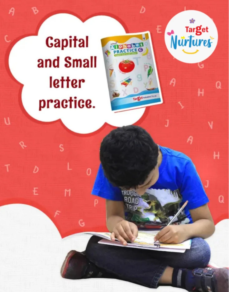 Child tracing letters in an activity book to improve handwriting at home