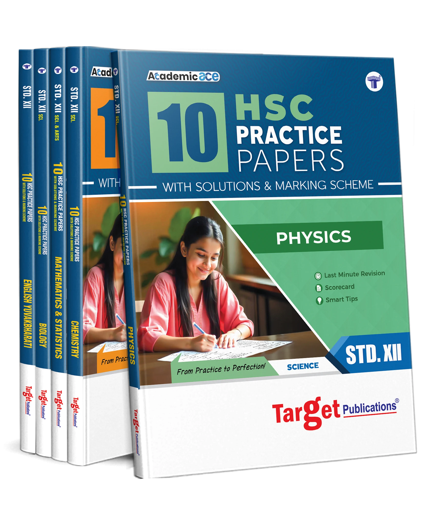HSC Std. 12 Practice Papers for Science and Arts by Target Publications – Includes Physics, Chemistry, Biology, Maths, English and more with solutions and marking schemes