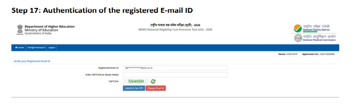 Authentication using OTP for NEET registration 2026