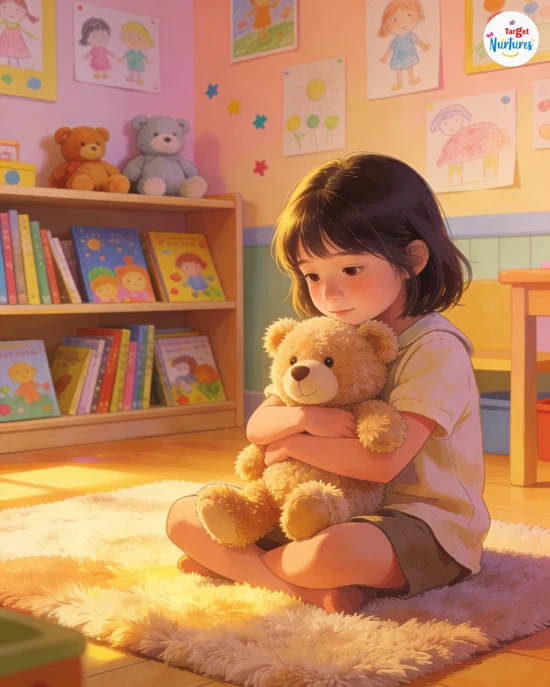 Preschooler holding a comfort object to manage separation anxiety symptoms in early childhood