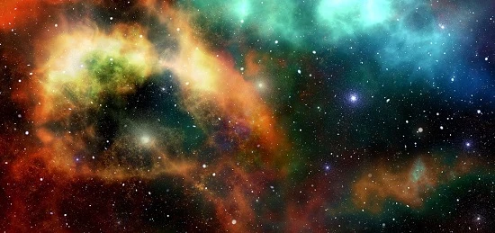 Colourful nebula in deep outer space with stars