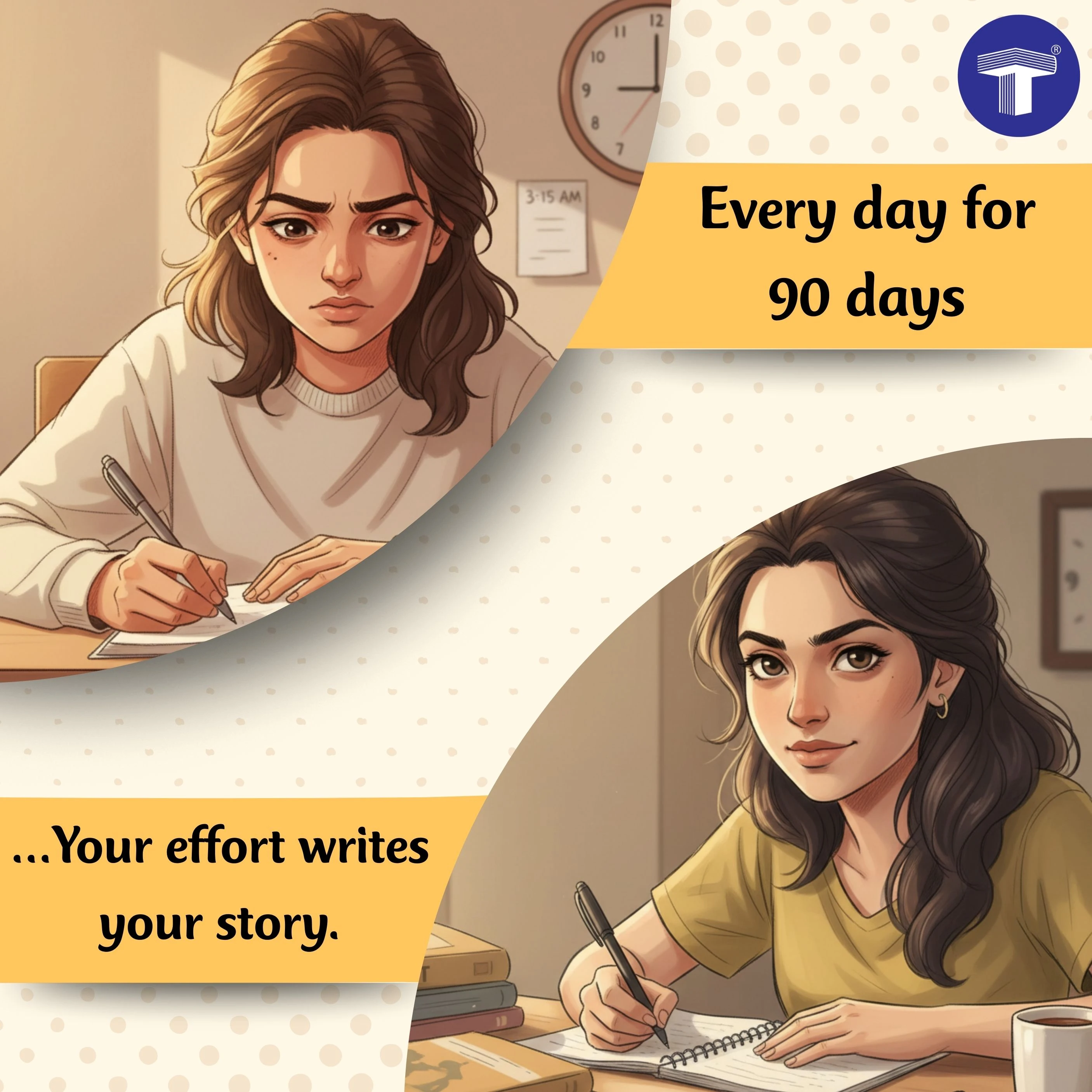 NEET UG preparation visual showing 90 days of daily effort and focused study for exam success