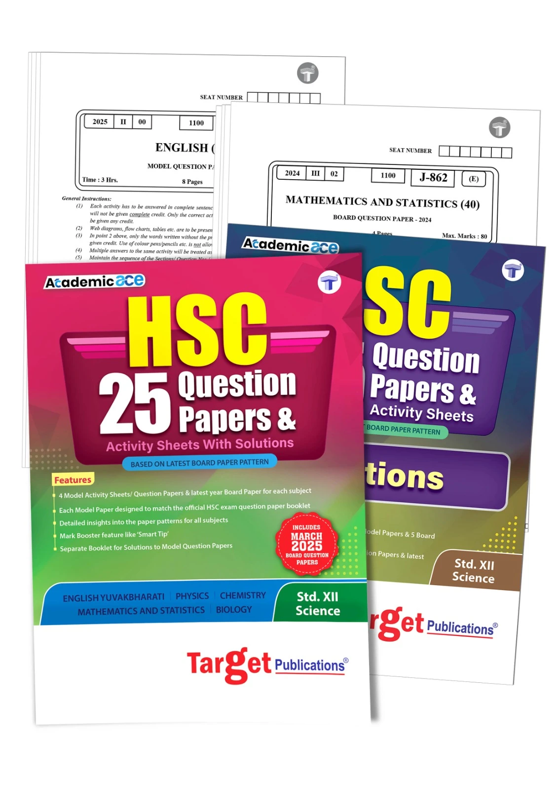Target Publications HSC 25 Question Papers & Activity Sheets with Solutions including English and PCMB for Std. XII Science