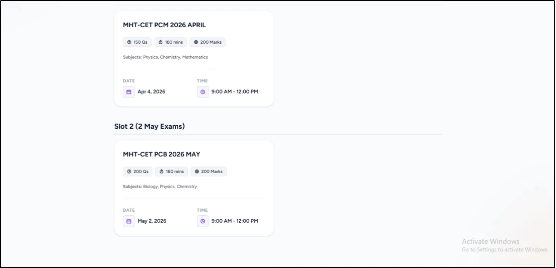 Meri Tayari MHT CET Mock Test Dashboard 2026