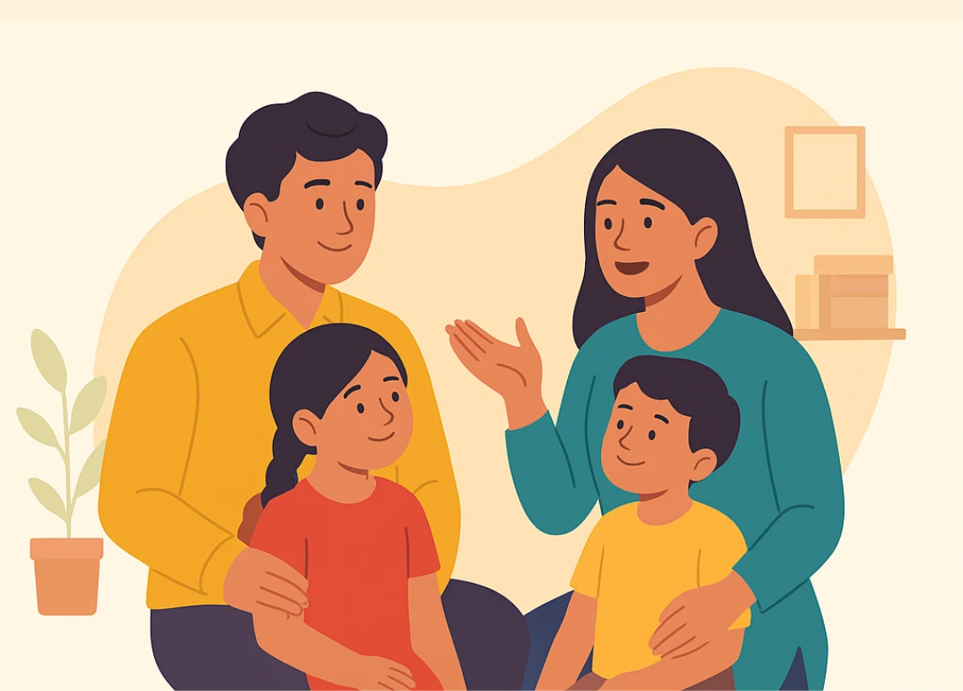 Illustration of parenting in India balancing tradition and modern values