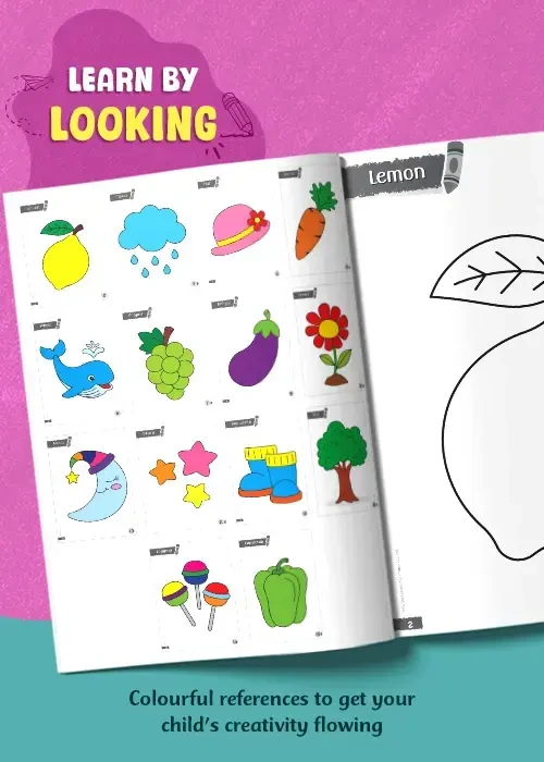 A toddler happily engaged in colouring a jumbo colouring book instead of using a screen hidden benefits of a jumbo colouring book