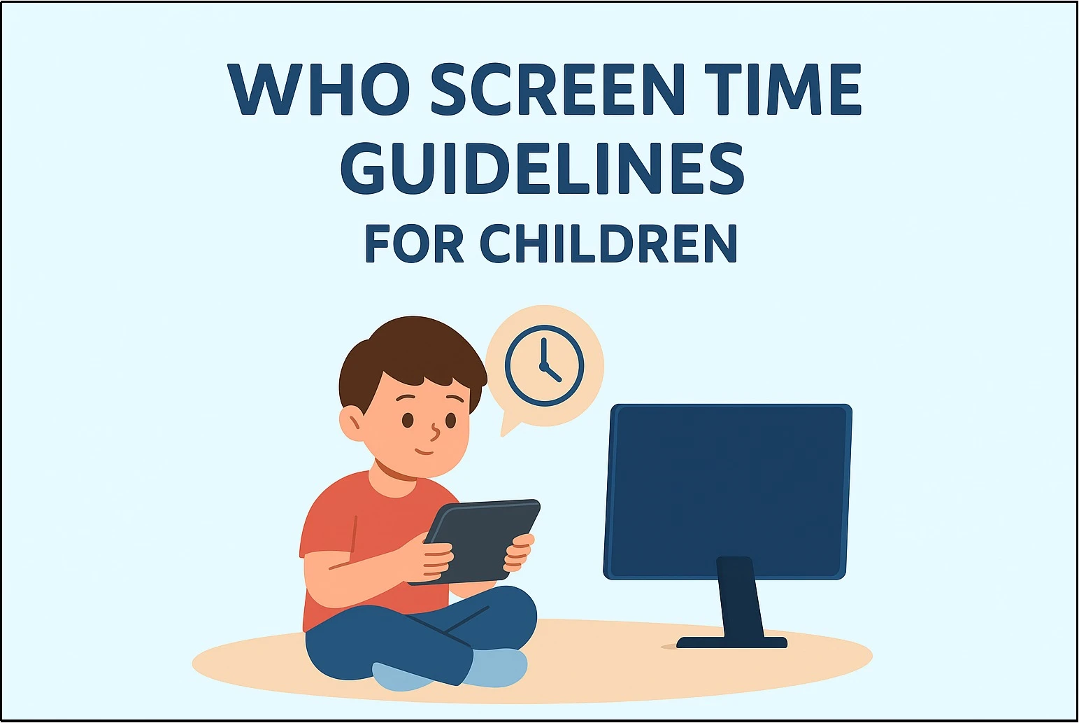 Illustration of a child using tablet