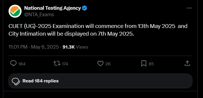 NTA announces CUET (UG) 2025 exam schedule