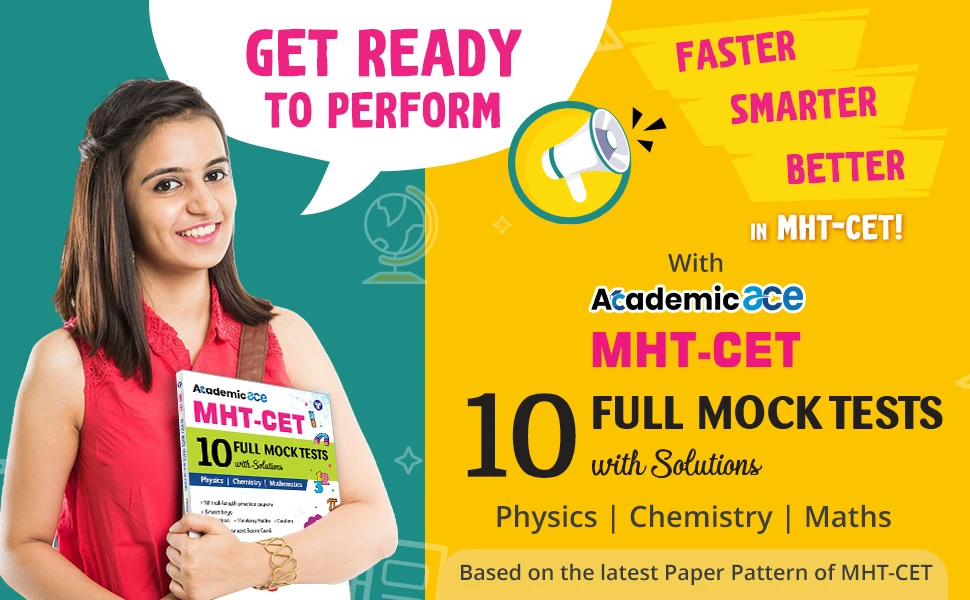 Target Publications' Academic ACE MHT-CET book, featuring 10 Full Mock Tests with Solutions for Physics, Chemistry, Mathematics