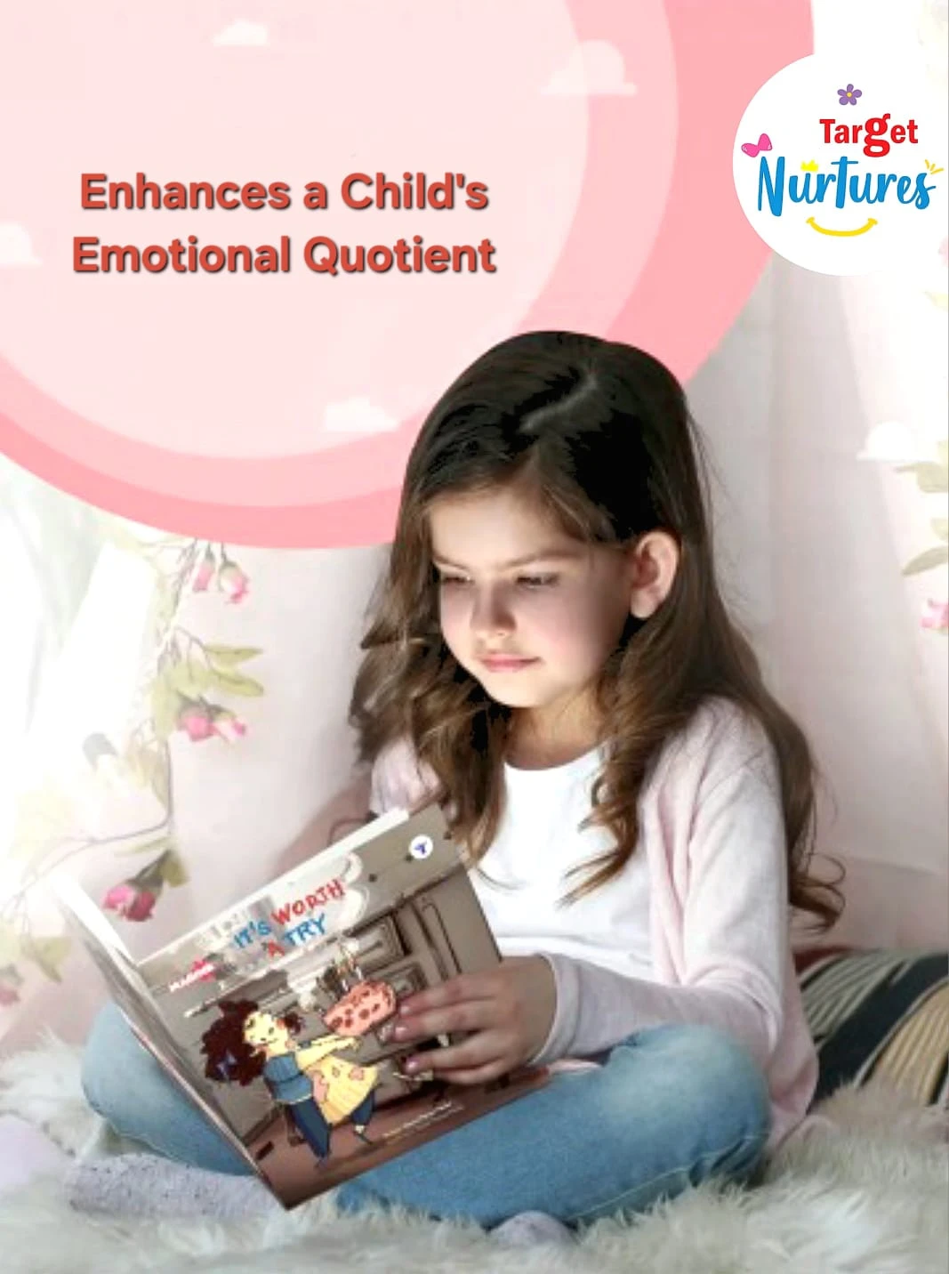 A child enjoying reading an English storybook, building their emotional intelligence