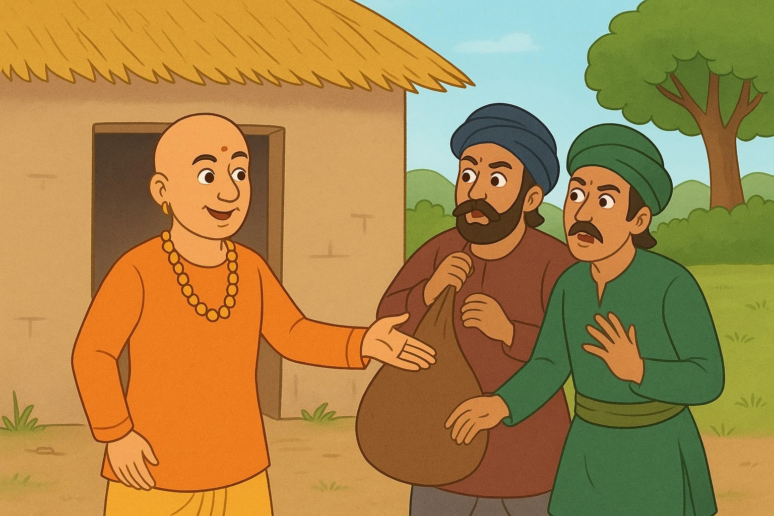 Tenali Raman moral story with thieves teaching wit and intelligence to kids