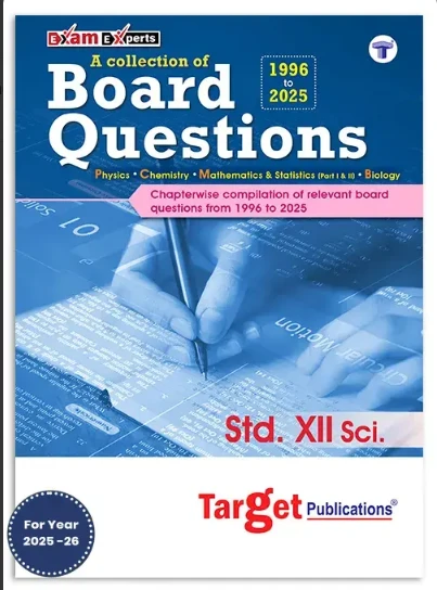 Target Publications' A collection of Board Questions book for Std. XII Science (PCMB) from 1996 to 2025, for year 2025-26